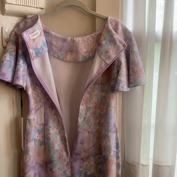 Calvin Klein Pastel Floral Flutter-Sleeve Dress - Picture 13 of 15